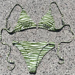 Zebra striped bikini set